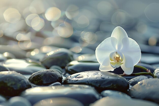 Orchid On Smooth Pebbles Spa