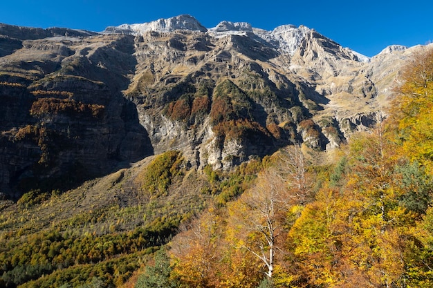 Ordesa and monte perdido Pineta Valley landscape Mountains in Spain during Autumn