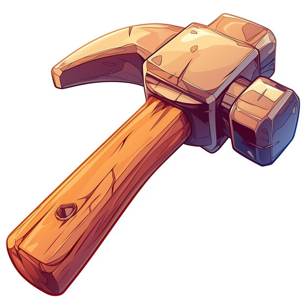 An ordinary working hammer on a white background 2D logo