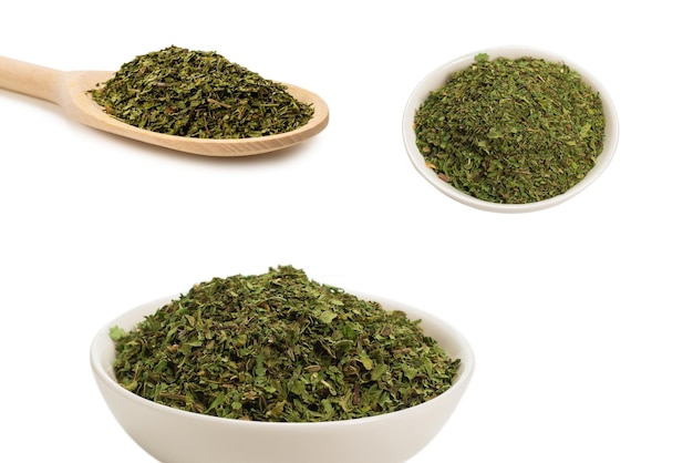 Oregano in a bowl isolated