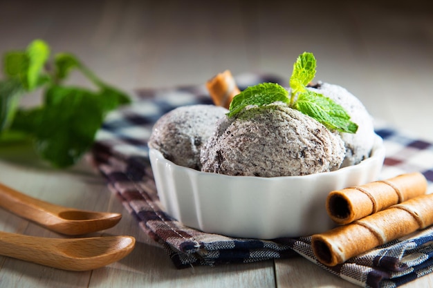 Oreo ice cream on table