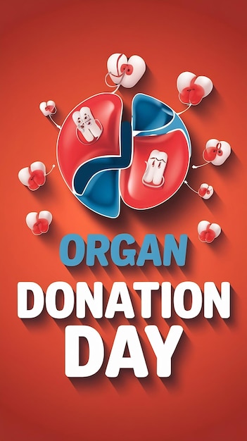 Photo organ donation day flat illustrationtypography3d render