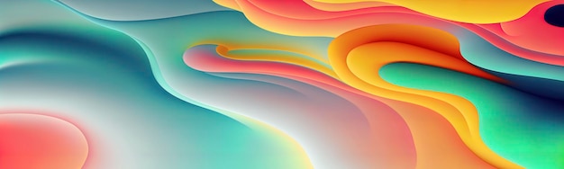 Organic abstract colorful gradient panoramic wallpaper background Generative AI