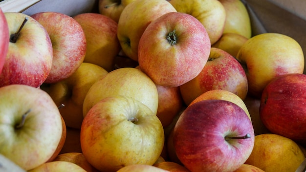 Organic apples on the market place