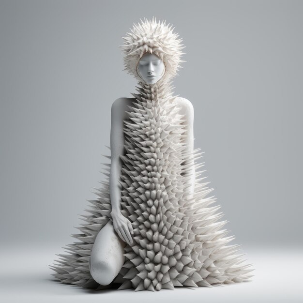 Photo organic biomorphism a stunning white dress with spikes