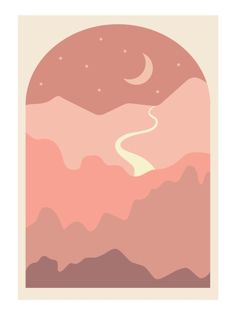 Organic Boho Earth Colors Aesthetic Minimalist Poster Illustration