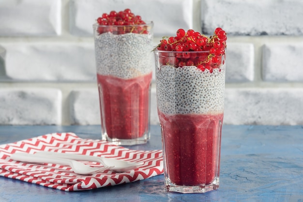 Organic Chia Seed Pudding with Berry Smoothie