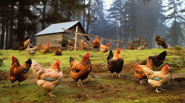 organic chickens on pasture generative AI