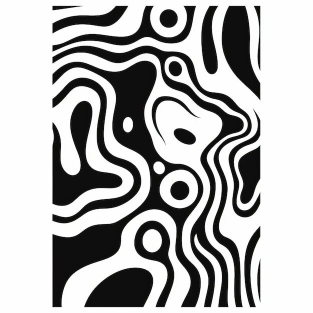 Organic Contours Bold Black And White Doodle Poster