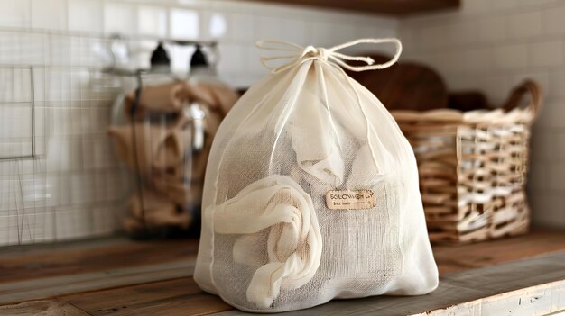 Organic Cotton Mesh Laundry Bag Holding Delicates in Stylish Basket