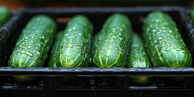 Photo organic cucumbers rainsoaked wallpaper