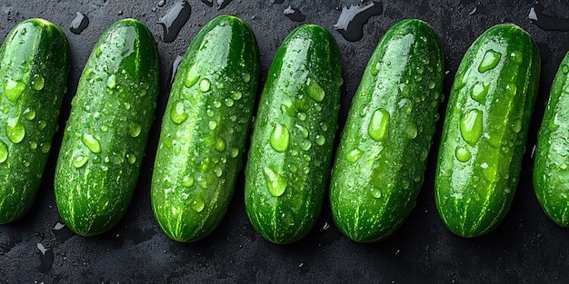 Photo organic cucumbers with fresh rain droplets wallpaper