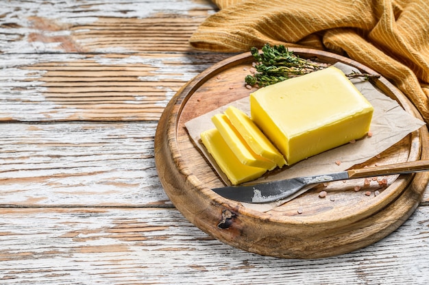 organic dairy product on wooden board