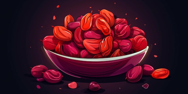 Organic Dried Cranberries Berry Horizontal Trendy Illustration