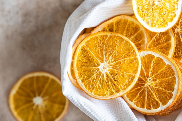 Organic dried orange chips in eco canvas bag