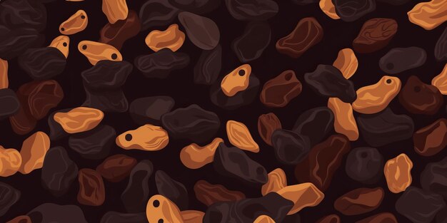 Organic Dried Raisins Berry Horizontal Background Illustration