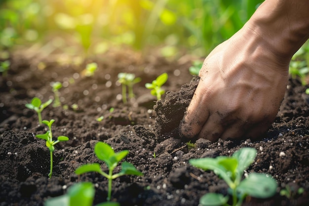 Organic Farmers Hand Holding Soil