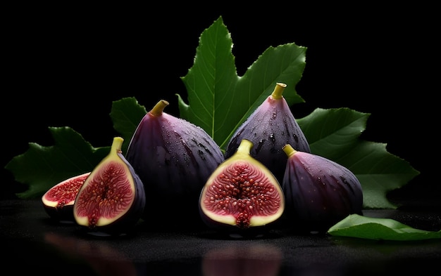 Organic Farming Ripe Fig Fruits with Leaf Generative AI