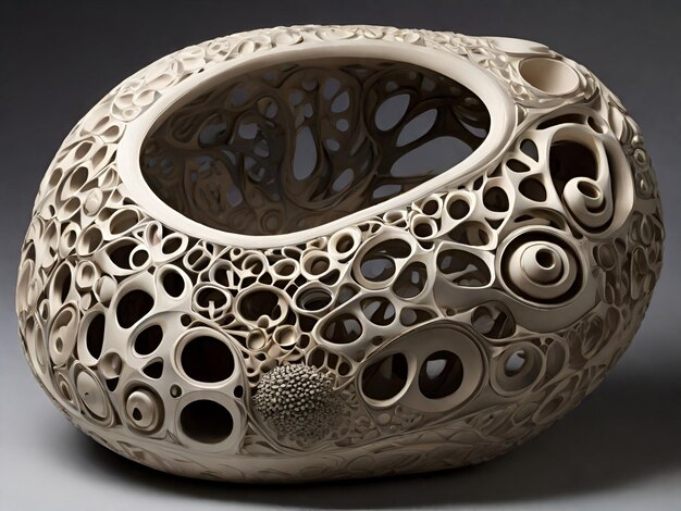 Organic forms inspired by nature with intricate detailing and textures