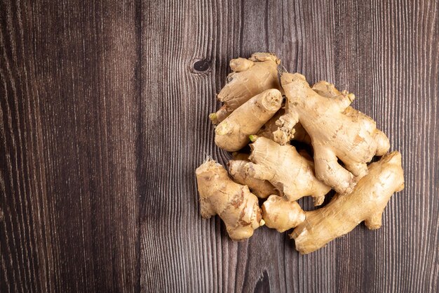 Organic fresh ginger root on the table