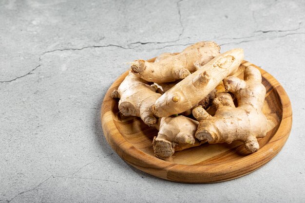 Organic fresh ginger root on the table