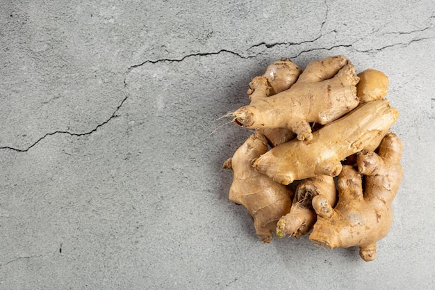 Organic fresh ginger root on the table