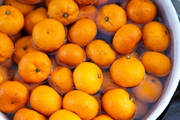 Organic fresh Mandarin oranges washed and prepared for party