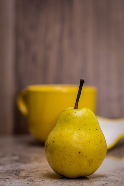 Organic fresh pear in the kitchen