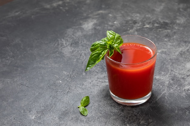 Organic fresh tomato juice in a glass