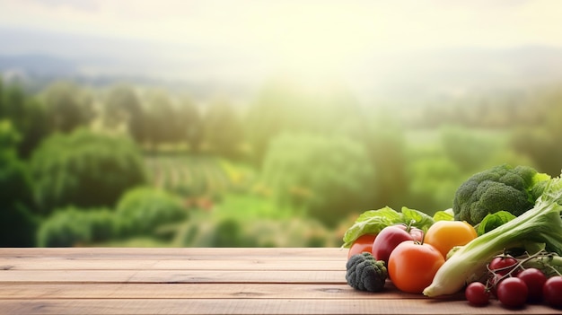 organic fresh vegetables with wooden background