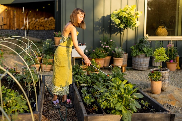 Photo organic gardening in raised beds