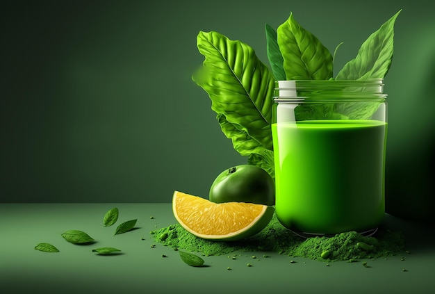 Organic Green Smoothie Illustration Generative AI