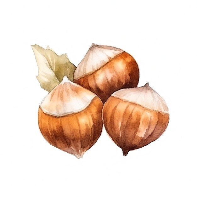 Organic Hazelnut Nuts Square Watercolor Illustration