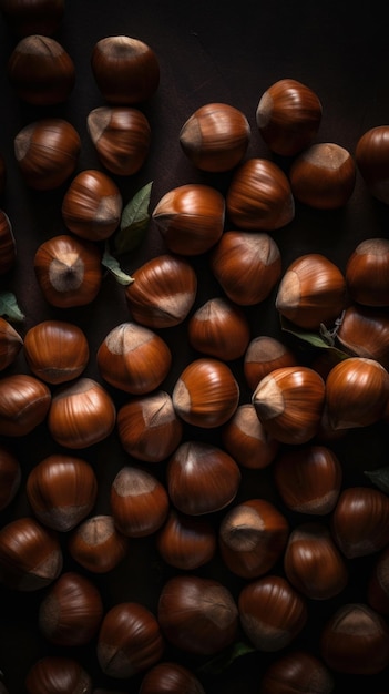 Organic Hazelnut Nuts Vertical Background