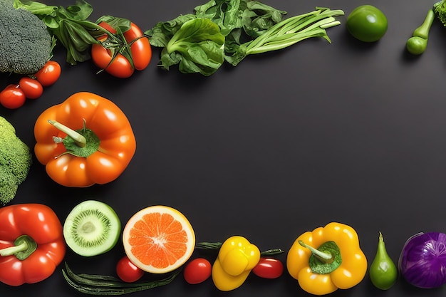 organic healthy food, vegetables on gray Background, vegetables tomatoes bell peppers on chopping