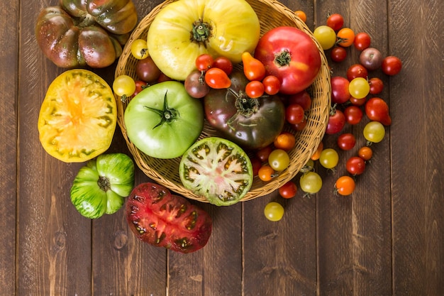 Organic heirloom tomatoes from backyard farm.