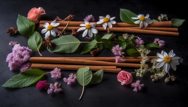 Organic herbal bouquet brings relaxation and wellbeing generated by artificial intelligence