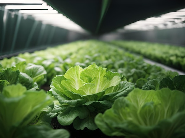 Organic hydroponic vegetable farm in the morning stock photo