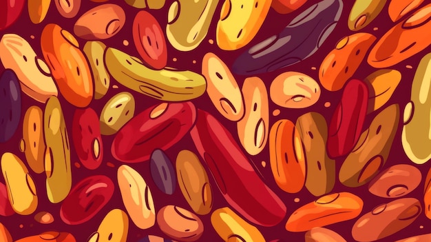 Organic kidney beans legumes horizontal background illustration