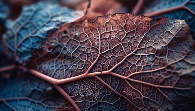 Organic leaf vein pattern on forest branch generated by AI