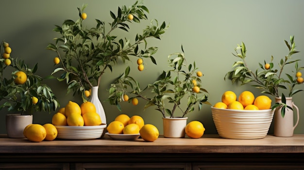 Organic lemon on the minimalist kitchen table