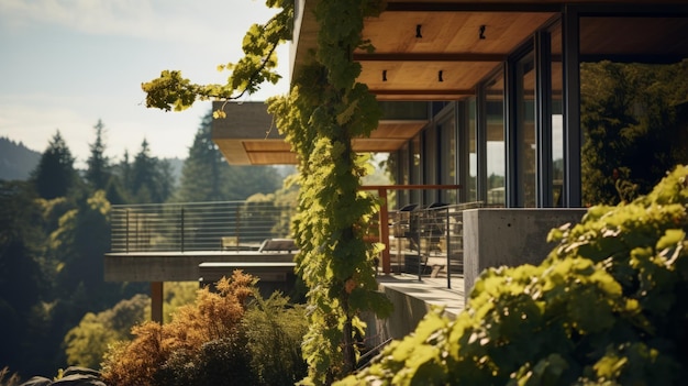 Organic Natureinspired House On The Hill Surrounded By Foliage