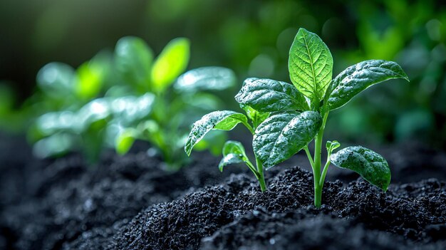 Photo organic plant cultivation in a wellmaintained garden showcasing sustainable farming pract