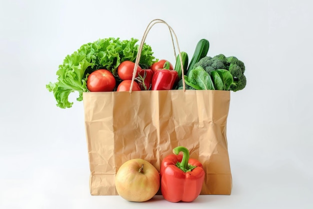 Organic Produce in Recyclable Paper Bag Sustainable Grocery