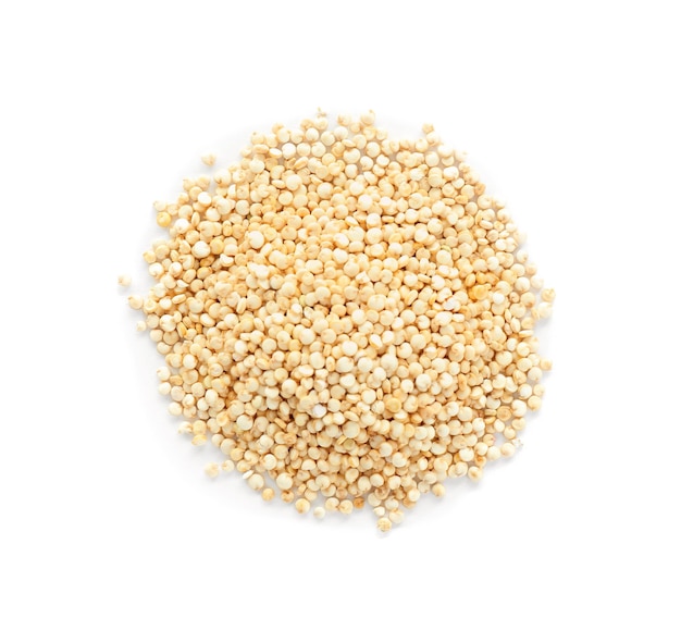 Organic quinoa seeds on white background