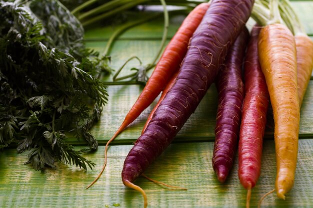 Organic rainbow carrots from the local farm.