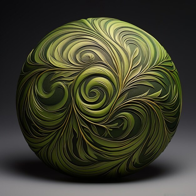 Organic Realism Detailed Ceramic Design With Green Swirls And Lycra Pattern