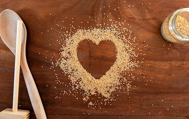 Organic Toasted Sesame Seeds in a Heart Shape