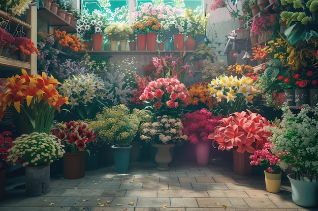 Organic Vegetables and Fruits Shop Front View with Bio Products