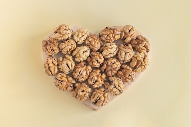 Organic walnuts are shaped like a heart